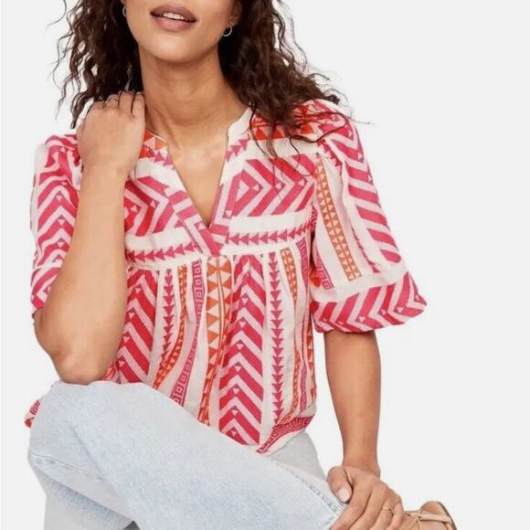 Old Navy Pink and Orange Geometric Blouse Size XXL - Picture 3 of 10